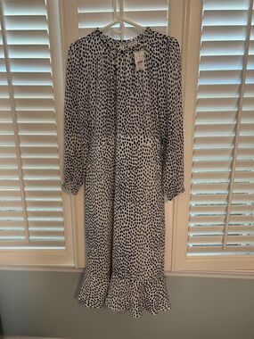 J. Crew White Dress with Black Dot Print